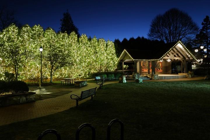 We Light Up the Park & Main every night through the holidays in #HighlandsNC. Come shine with us. 🌟