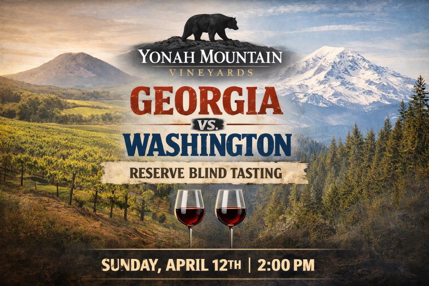 An experience for true wine lovers 🍷
Join us for an exclusive reserve blind tasting where Yonah Mountain Vineyards goes head to head with the wines of Washington State.

Explore how terroir, climate, and craftsmanship shape each glass in this guided, seated experience designed for conversation and curiosity.

Limited availability. Tickets available through April 5, 2026. Reserve your seat today.

Click link in Bio.