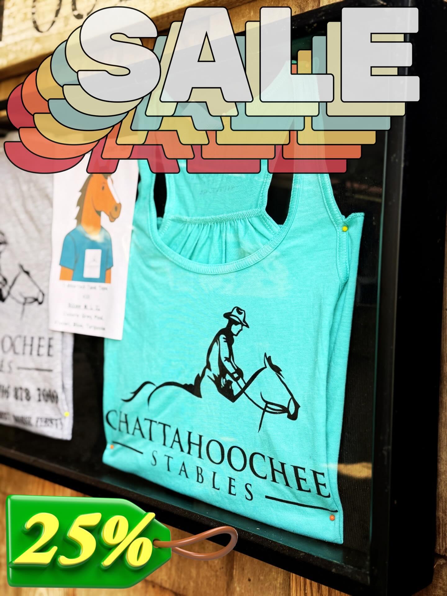 To celebrate this amazing warm weather, we are doing a 25% off sale on all racerback tank tops! Book a ride and enjoy the weather while looking cool in your new merch. 😎🆒 🐎

#giddyup #horsebackriding #explorenorthga #horses #sale