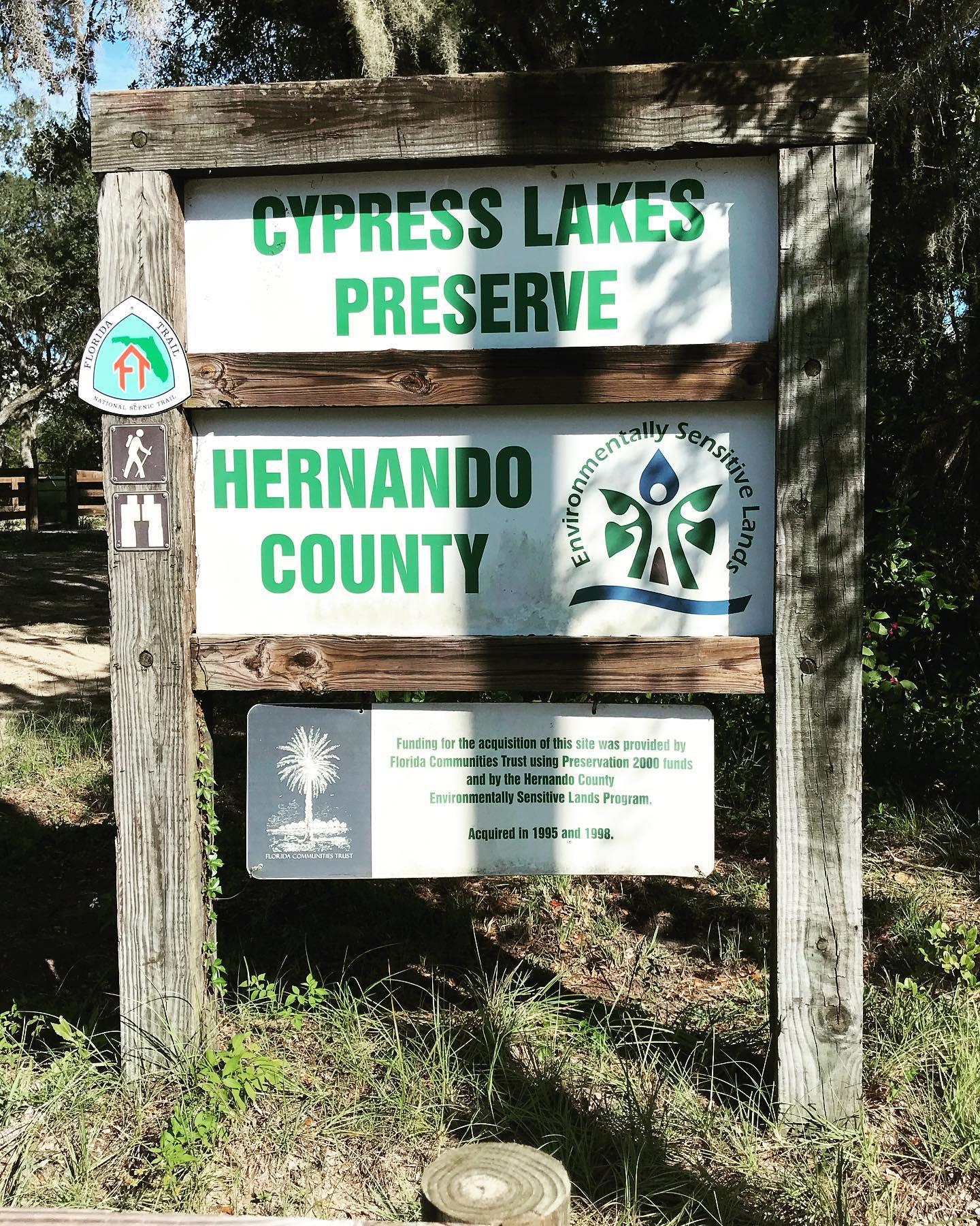 Beginning October 17, 2022, the trailhead entrance to Cypress Lakes Preserve located at 33241 Ridge Manor Blvd., in Ridge Manor, will be closed to the public.  The ESL Program will begin construction of a pavilion at this entrance.  Please use the alternate entrance located at 32375 Cortez Blvd.