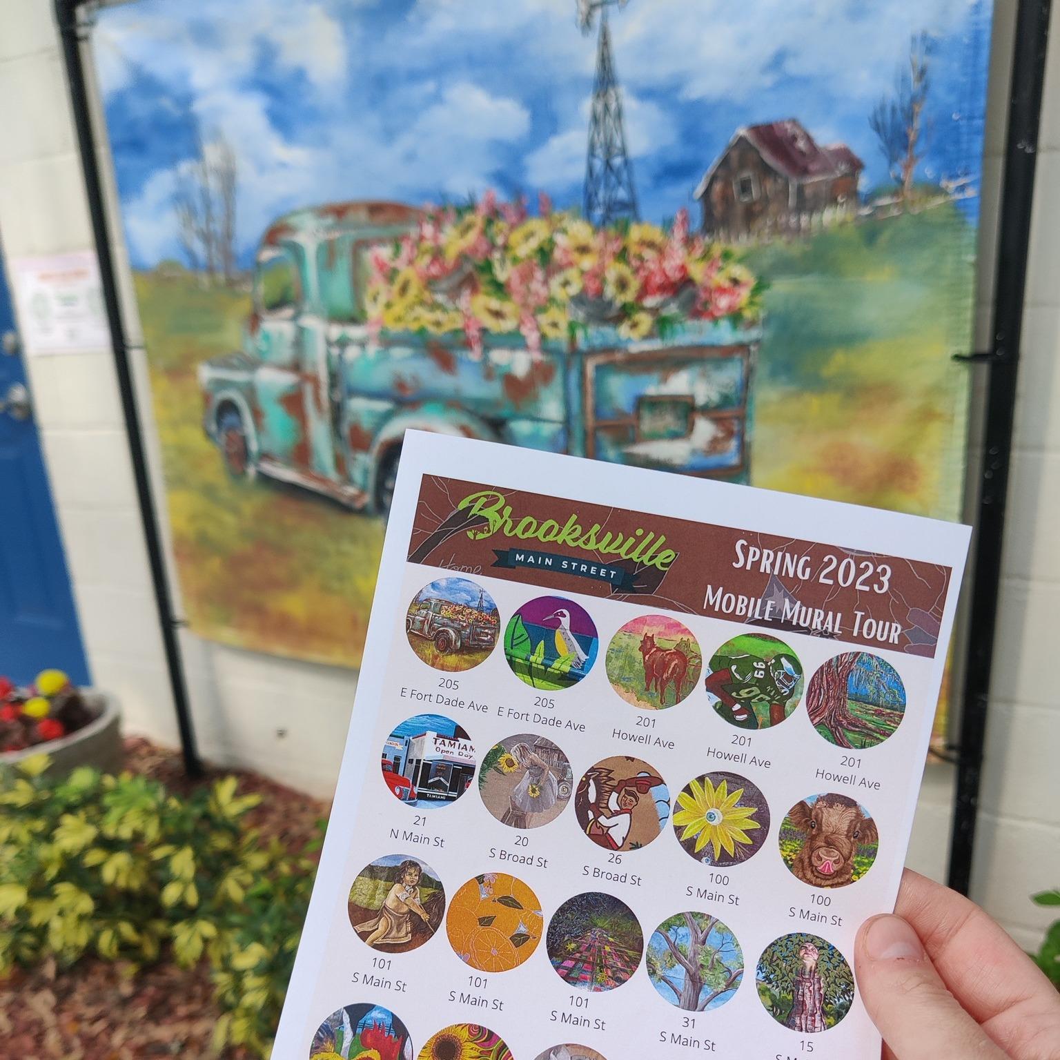 Art abounds on #FLAdventureCoast 🎨🧜‍♀️🖌

This month we have seen creativity come to life, from the @mermaidtaletrail 🧜‍♀️ to this Spring's mobile murals, including some amazing works dedicated to our hometown heroes.

Stop by the Brooksville Welcome Center at 205 E. Fort Dade Avenue to pick up a map of the mobile murals, or discover the Florida Mermaid Trail and check out all the amazing art along the way. 🎨

📸1: Mobile Mural Tour guide
📸2&3: Mural dedication to Jerome Brown, located at City Government of Brooksville Florida (201 Howell Ave.)
📸4&5: Mural of former Brooksville Mayor Frankie Burnett, located at the Frederick Kelly Elks Lodge #1270.
📸6&7 Artist Yasaman Mehrsa working on a new permanent mural, located in Hernando Park.