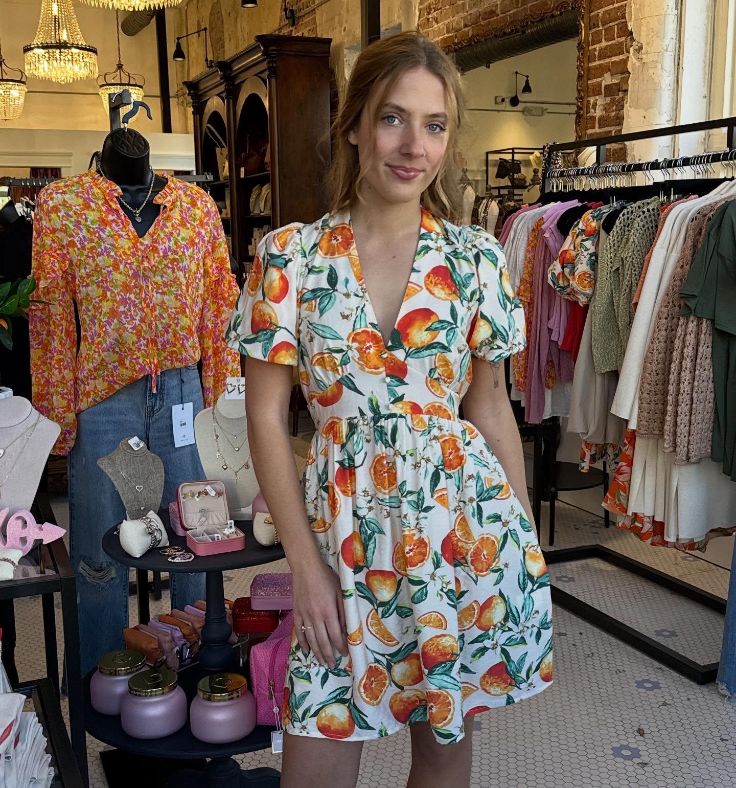 Feeling Tangerine-ey here at PPB! Come get geared up for the Tangerine Festival on February 7, 2026. 🍊🍊Shop today 10-7! #tangerines #dresses #boutique #womensfashion #festival