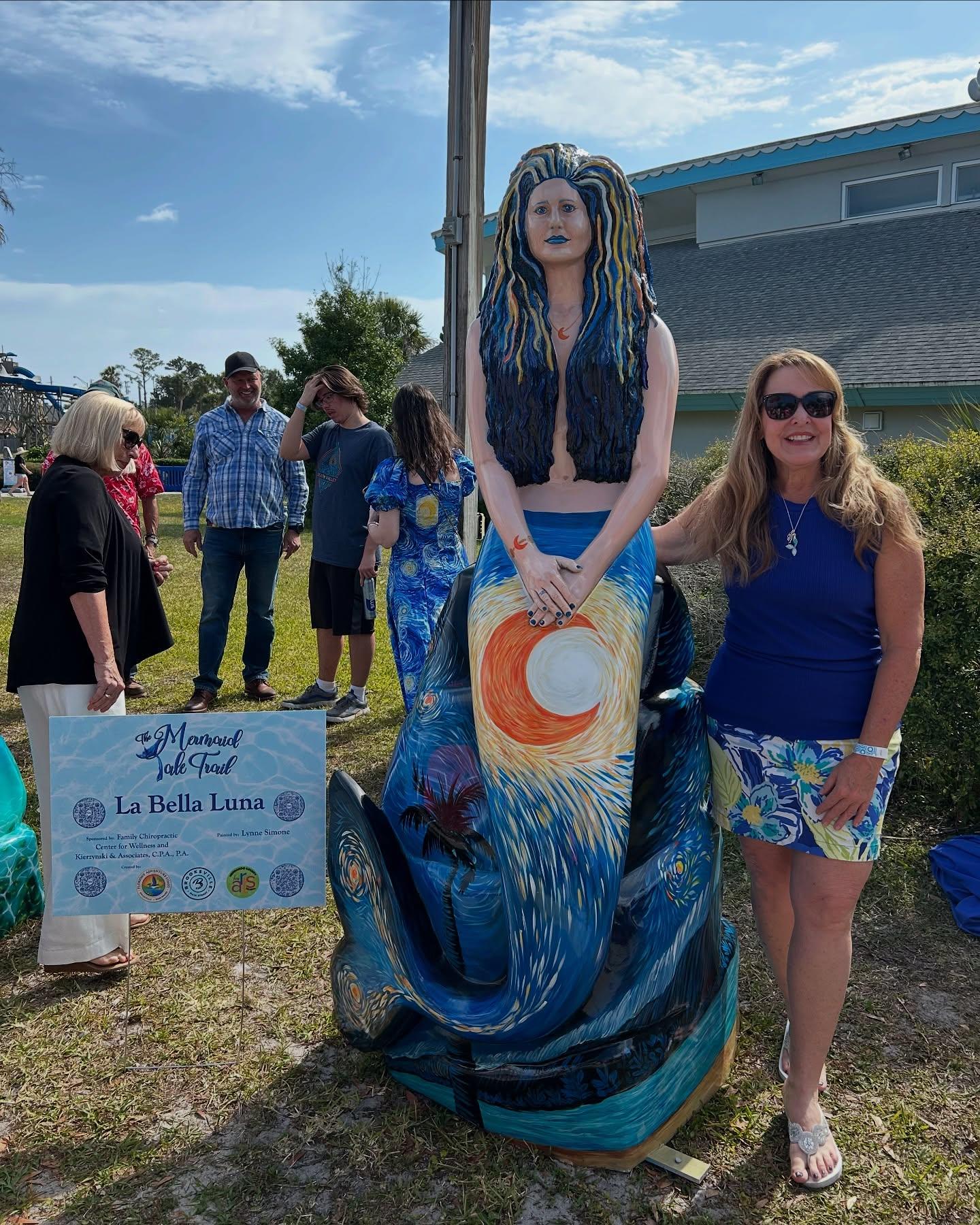 Over the weekend, fladventurecoast unveiled ten new mermaid statues for the mermaidtaletrail! This project features life-sized mermaid statues that are placed at various points of interest, making public art accessible throughout the county 🧜

The Hernando County Fine Arts Council is proud to partner on this project, promoting the call for artists and finding the area’s best artists to participate. Each statue was painted by a local artist - with many by artists based right here in Hernando County! 🎨

Here is the list of Round 2 mermaids, artists, and sponsors :
1. “Akiane” by Pat Herrmann at Papa Joe’s Italian Restaurant 
2. “Pomona” by Hilary Frambes at Lowman Law Firm 
3. “Evalie” by Dana Donkle sponsored for Hernando County TDC
4. “Althea” by Mckenzie Montecalvo at StoreRight Self Storage
5. “La Bella Luna” by Lynne Simone at Family Chiropractic Center for Wellness 
6. “Pearly: Mermaid Pirate” by Arts Council Member, Roxanne Campbell at U.S.C.G. Auxiliary
7. “Grace” by Joan Casadiego for Holiday Inn Express
8. “Celestial” by Linda Reitz for “The kayak shack” 
9. “Miki” by Jeffrey Selker by Barry’s Mobile Auto Repair 
10. “Merrow” by Sandy Philips sponsored by Commissioner Brian Hawkins at Weeki Wachee Area Club & Area Watch in Spring Hill

You can get a map online or by visiting the Arts Council’s booth at the Hernando Beach Front Porch Art Walk on the first Saturday of each month! #hernandoarts #mermaidtaletrail #publicart