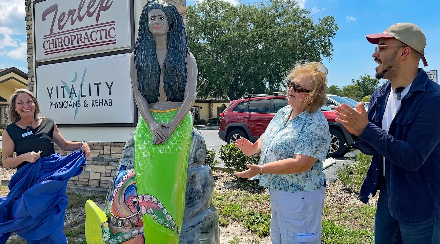 We were thrilled to unveil the latest mermaid on The Mermaid Tale Trail this past Friday! Pasha the mermaid is proudly on display in front of WCMI Ortho and Terlep Chiropractic on Northcliffe Blvd. Artist, Angela Farinelli of ArtVista, Isaiah of the Hernando County Arts Council, and Jeaunaé from WCMI Ortho were on-hand for the festivities. 

You can find all the mermaids throughout Florida’s Adventure Coast by visiting https://floridamermaidtrail.com/tale-trail/

#hernandocounty #FLAdventureCoast #travel #wanderlust #floridatravel #Mermaid #TheMermaidtaletrail  #mermaidtaletrail