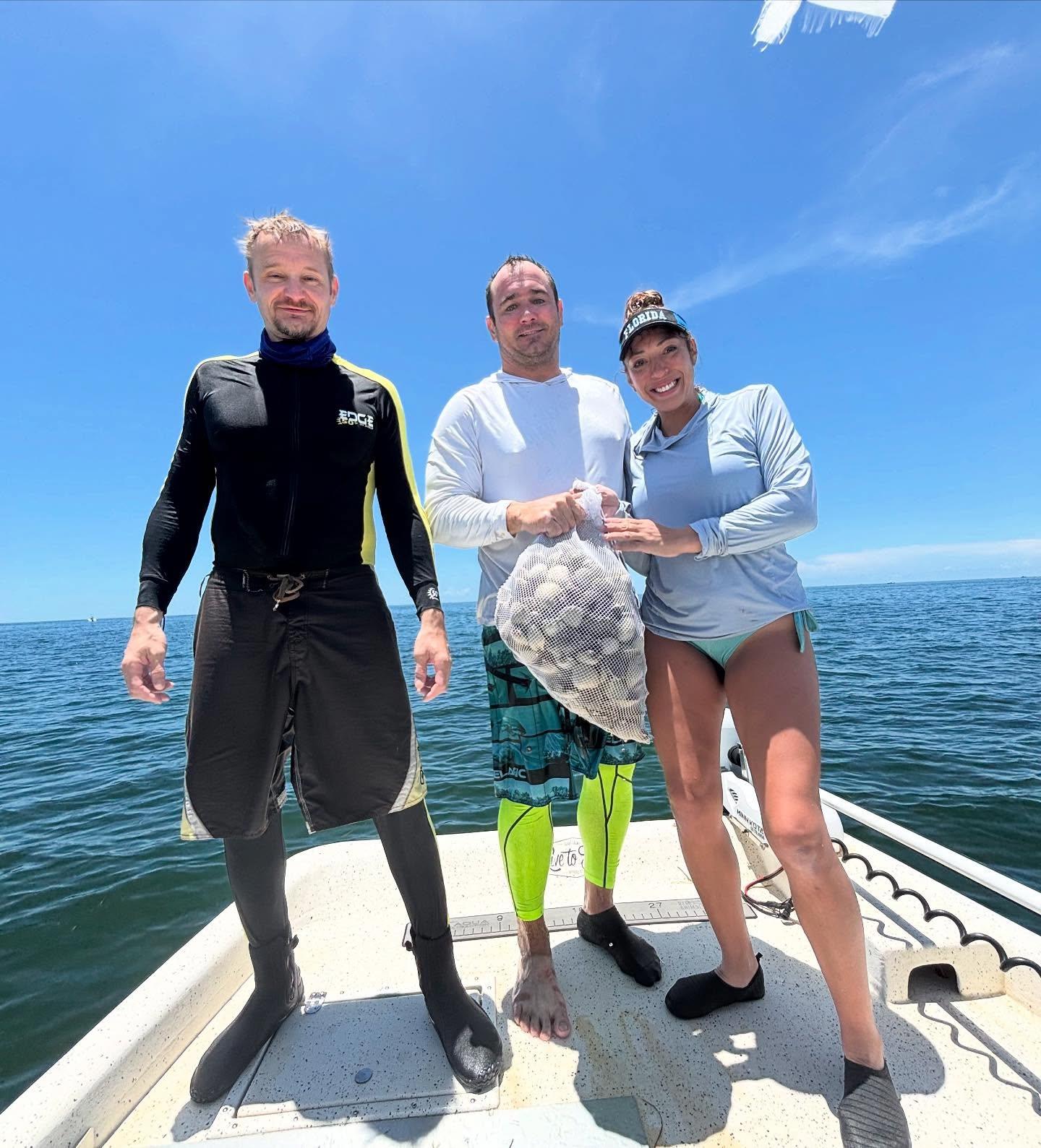 Scallop season is in full swing, Come fill up your scallop bags and leave with a good meal. Give us a call to book!