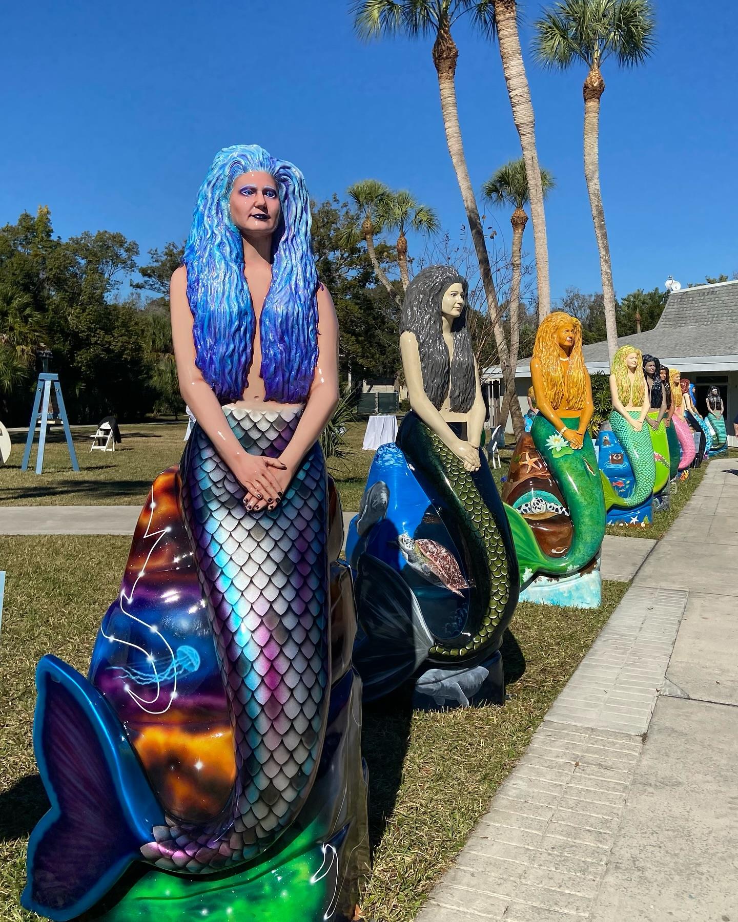 It’s today! Come to Weeki Wachee Springs State Park and join us for the unveiling of the next round of mermaidtaletrail statues! 🧜‍♀️

Florida’s Adventure Coast will be adding 10 new statues to the trail, each painted by a different local artist. This unveiling will bring the total of mermaids on the trail to 37! 🤯

Come see them all in one place before they swim off to their new homes! 🌊

The Hernando County Fine Arts Council is a proud sponsor of this public art project 🎨

Pictured are some mermaids from the original unveiling. Come today for a first look at the new statues! General admission to the park is required. #hernandoarts #publicart #floridaart #mermaidtaletrail #fladventurecoast