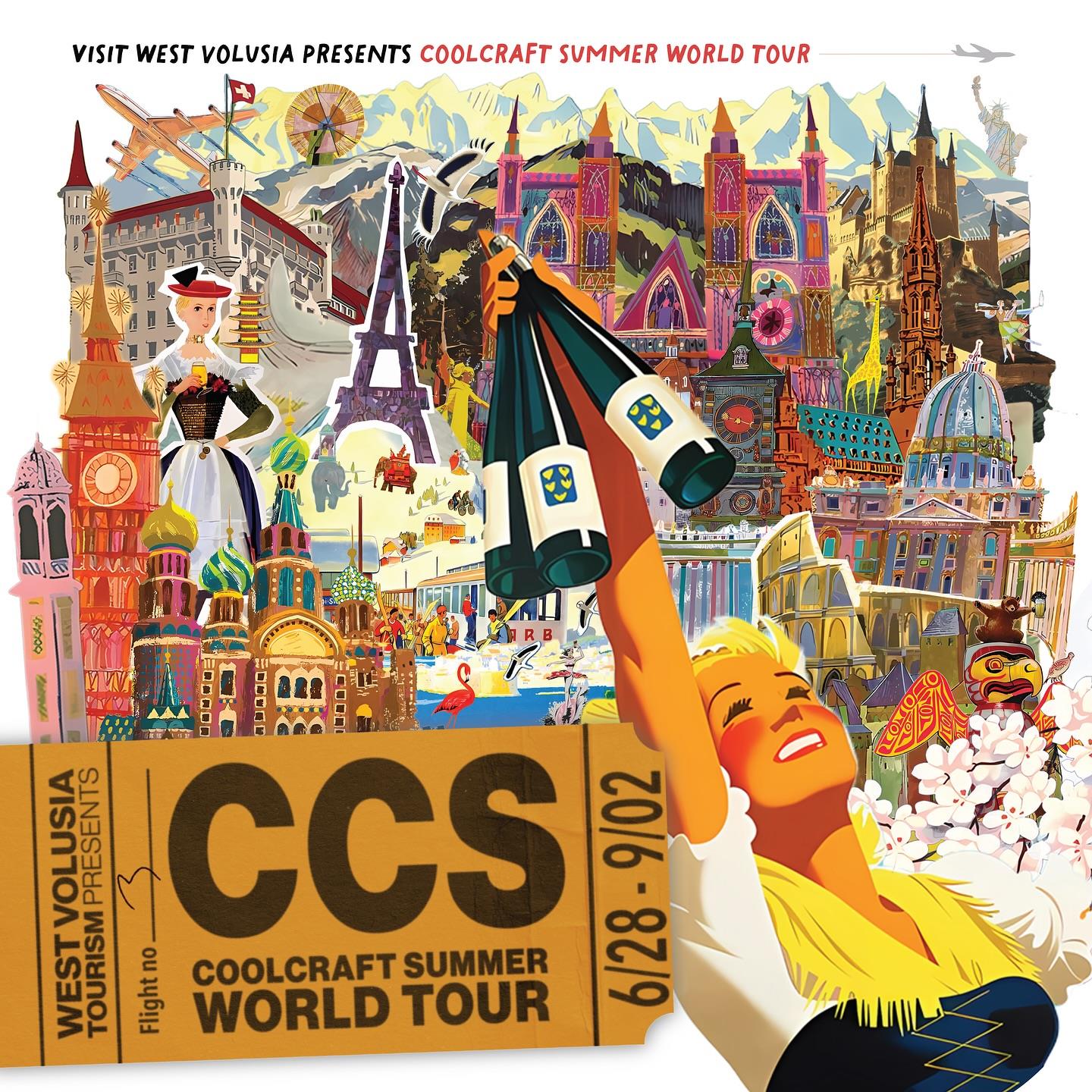 Now boarding for the CoolCraft World Tour! 🗺️

From now until September 2, visit 23 CoolCrafters across West Volusia for a taste of the world with alcoholic and nonalcoholic beverages themed to popular destinations such as Germany, Brazil, Japan, Vietnam, and more! Then, vote for your favorite at coolcrafttrail.com/summer!

Join us today at Sidecar Market from 6-9 pm for the kickoff celebration and pick up your passport for the evening. After you visit 4 CoolCrafters, collect a signature, and return your passport to us by 9 pm, you’ll be entered for a chance to win a suitcase filled with some of our favorite things from around the CoolCraft Trail in West Volusia.

#CoolCraftTrail #coolcraftsummer #visitwestvolusia #oldfloridanewvibe