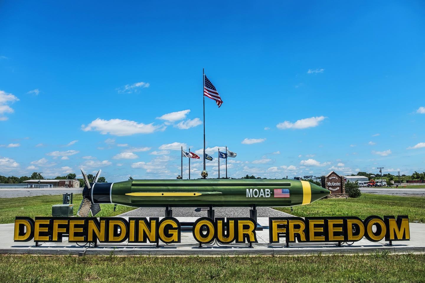 #mcalestermondays #mymcalester #exploremcalester #discovermcalester #moab #massive #display #military #armedforces #defendingourfreedom #defending #freedom #proud #mcalester #mcalesteroklahoma #oklahoma #tourism #travel #travelok #usa #parade #armedforcesday